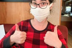 First of many "I'm definitely smiling under there" pic