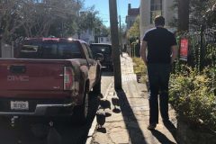 Mark walking among the locals