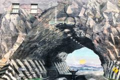 Tunnel Vision mural by Blue Sky. Mark for scale.