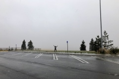 Snow flurries at a Butte rest area