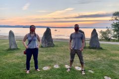 Me and my coworker John. We're smiling--can't you tell?